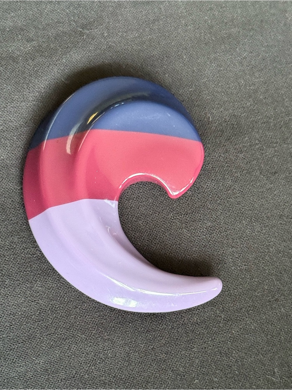 Vintage Trifari Kunio Matsumoto Tri-Color Crescent Lucite Brooch